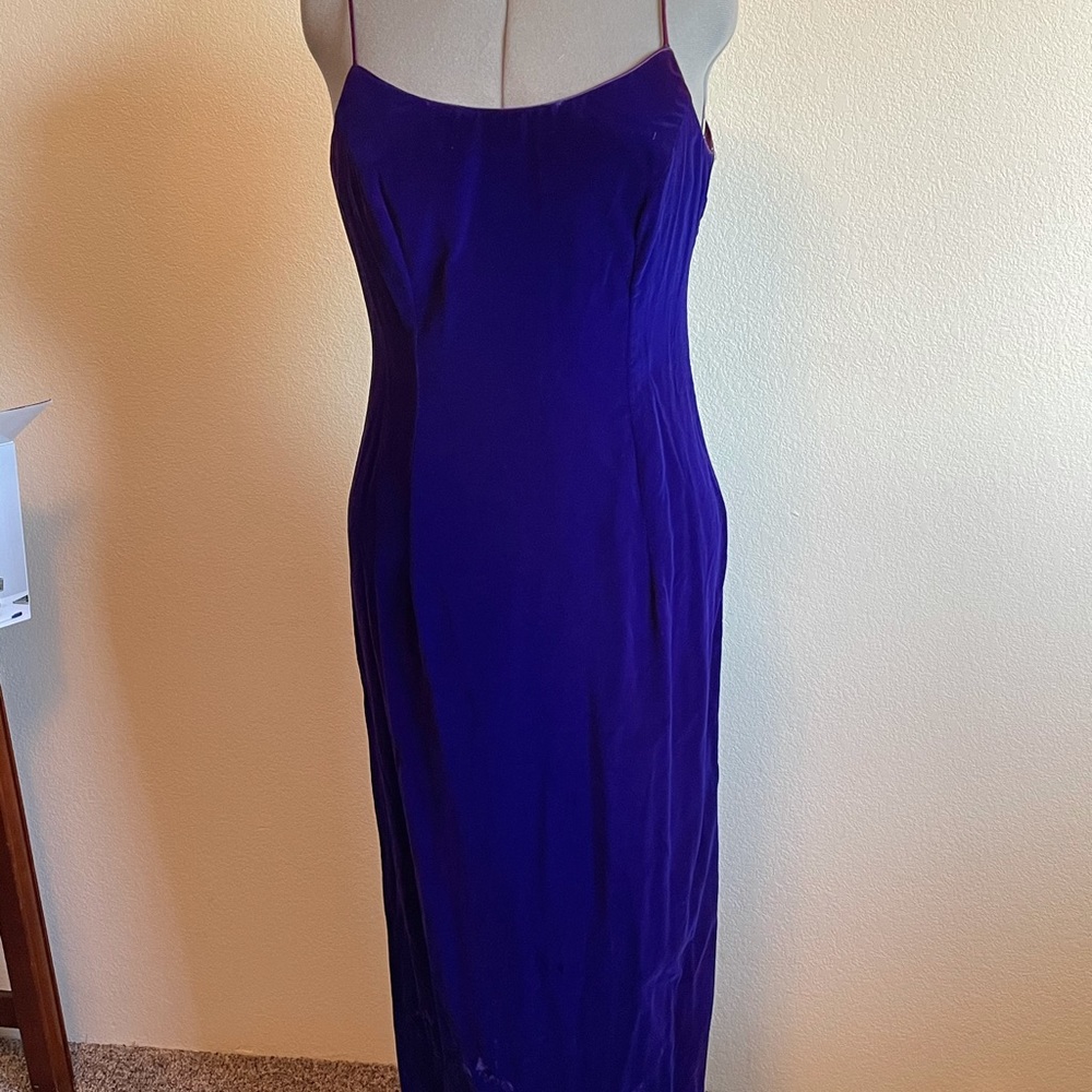 Blue velvet floor length formal